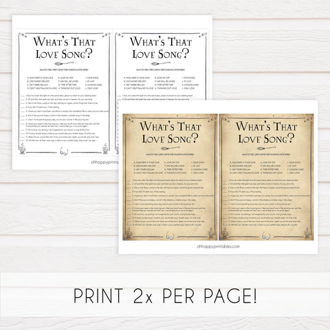 whats your love song game, Printable bridal shower games, Harry potter bridal shower, Harry Potter bridal shower games, fun bridal shower games, bridal shower game ideas, Harry Potter bridal shower