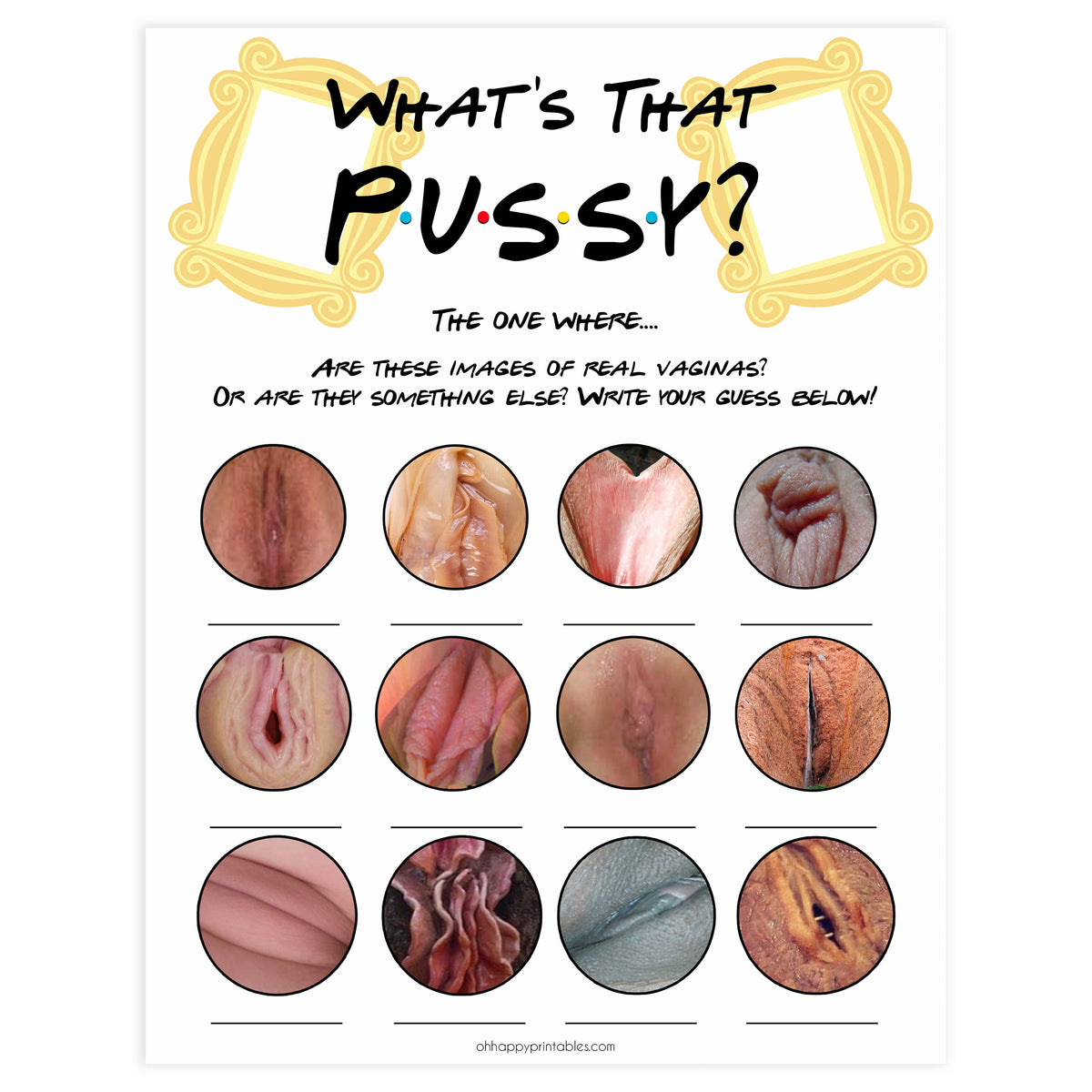 whats that pussy game, guess the vagina game, Printable bachelorette games, friends bachelorette, friends hen party games, fun hen party games, bachelorette game ideas, friends adult party games, naughty hen games, naughty bachelorette games
