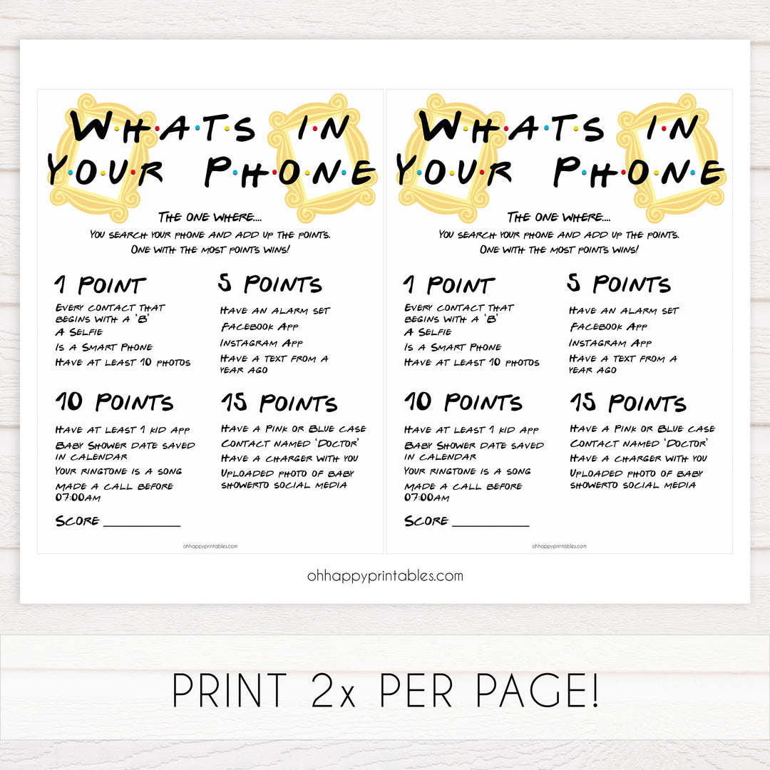 whats in your phone baby game, Printable baby shower games, friends fun baby games, baby shower games, fun baby shower ideas, top baby shower ideas, friends baby shower, friends baby shower ideas