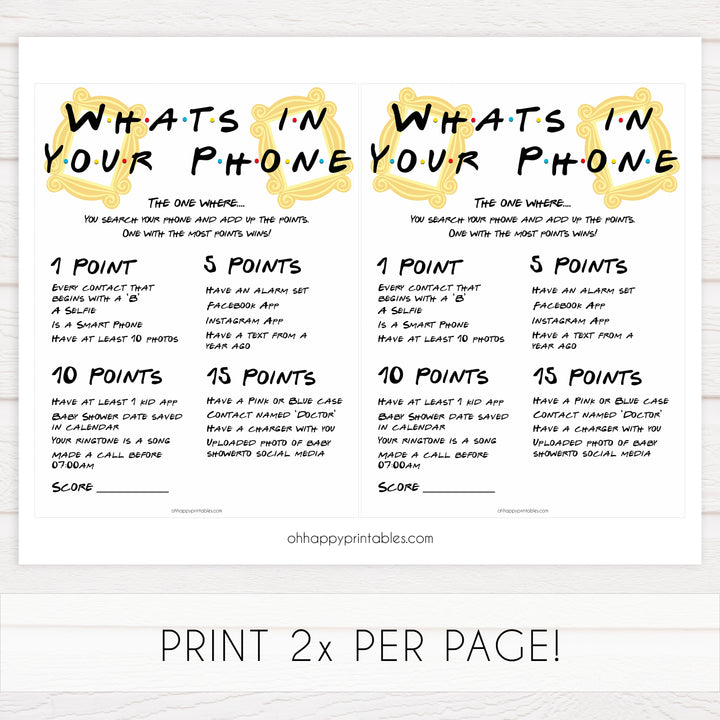 whats in your phone baby game, Printable baby shower games, friends fun baby games, baby shower games, fun baby shower ideas, top baby shower ideas, friends baby shower, friends baby shower ideas