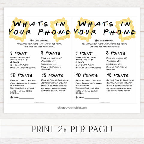 whats in your phone baby game, Printable baby shower games, friends fun baby games, baby shower games, fun baby shower ideas, top baby shower ideas, friends baby shower, friends baby shower ideas