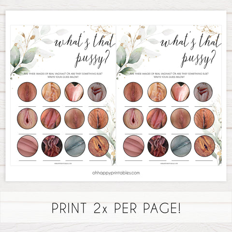 whats that pussy game, Printable bachelorette games, greenery bachelorette, gold leaf hen party games, fun hen party games, bachelorette game ideas, greenery adult party games, naughty hen games, naughty bachelorette games