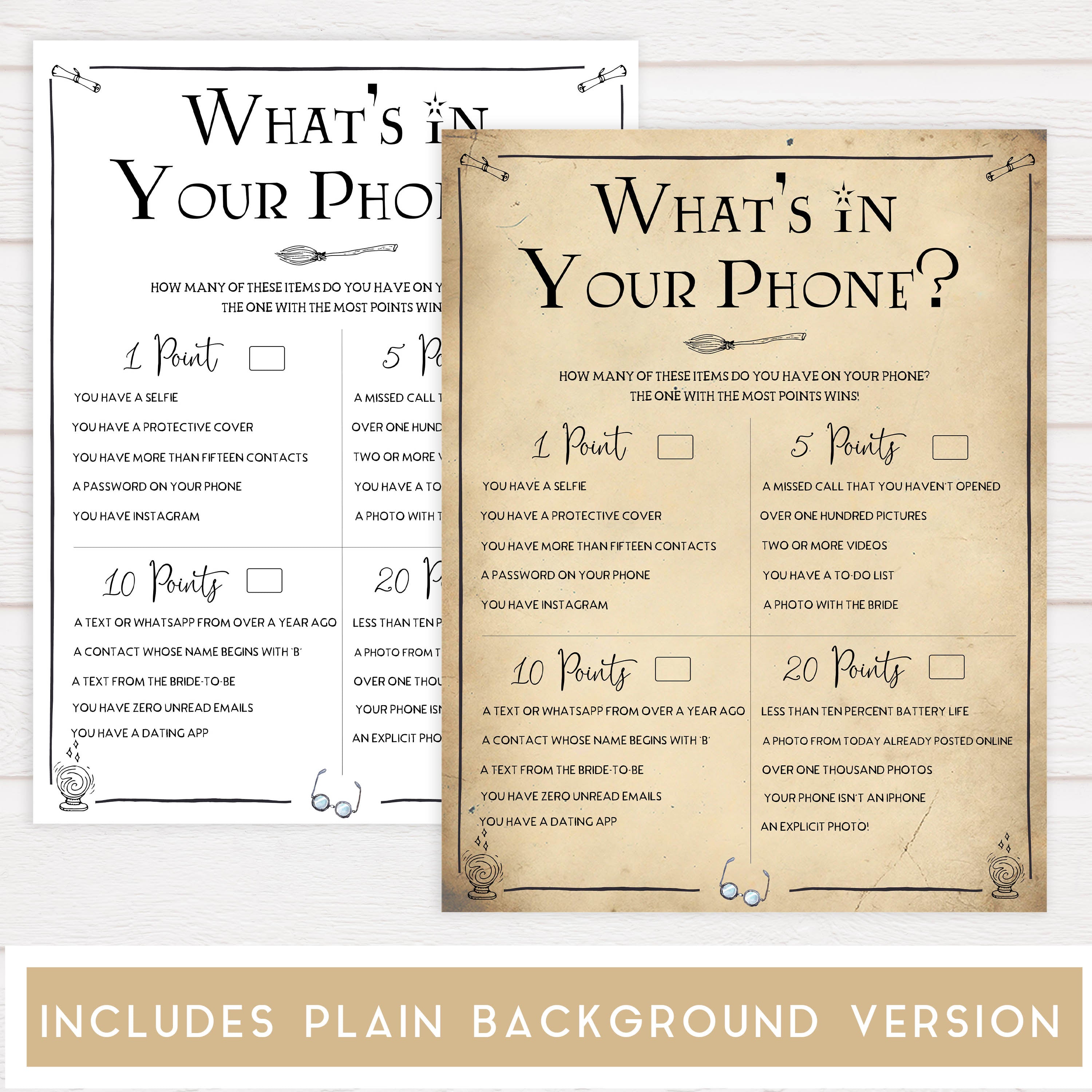 whats in your phone game, Printable bridal shower games, Harry potter bridal shower, Harry Potter bridal shower games, fun bridal shower games, bridal shower game ideas, Harry Potter bridal shower