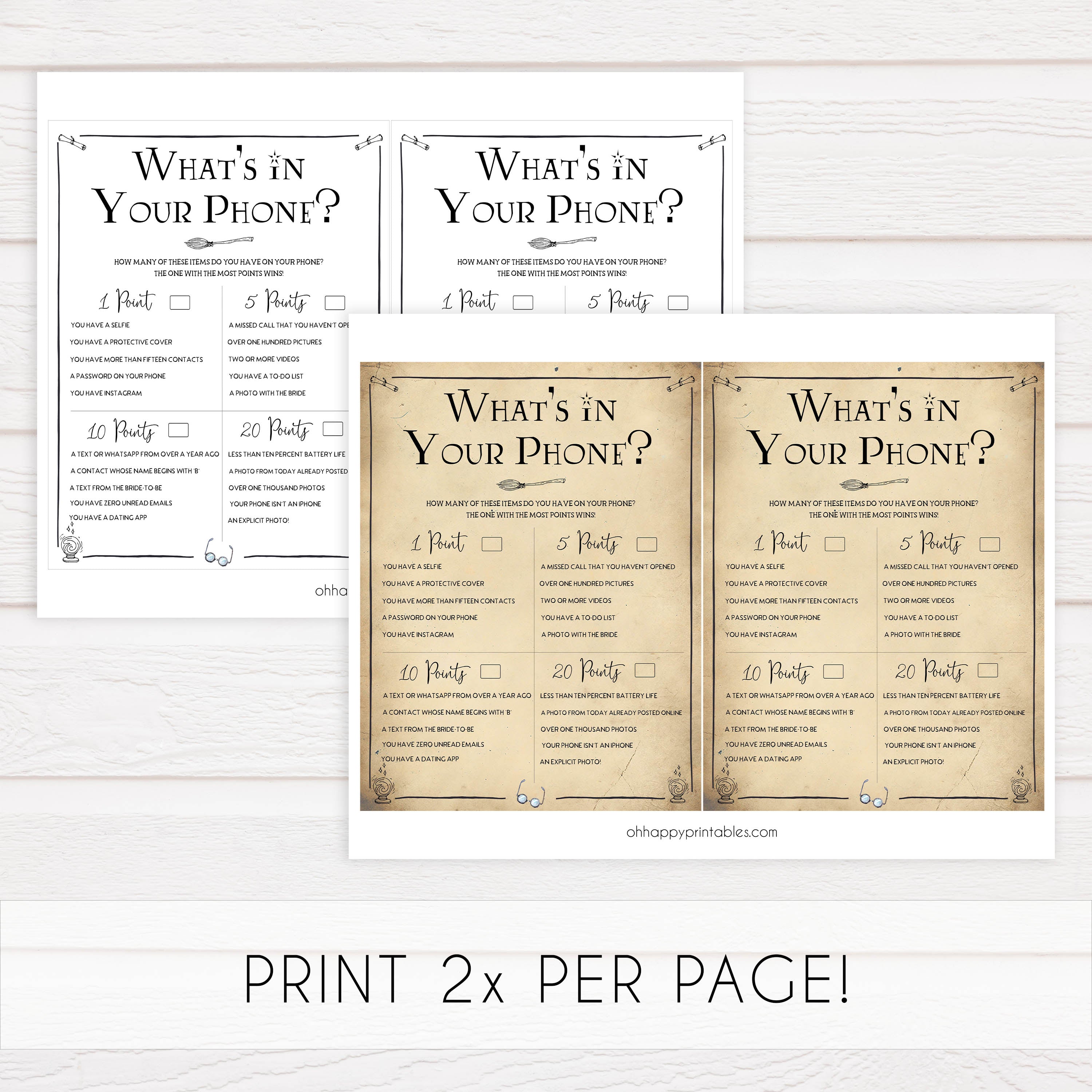 whats in your phone game, Printable bridal shower games, Harry potter bridal shower, Harry Potter bridal shower games, fun bridal shower games, bridal shower game ideas, Harry Potter bridal shower