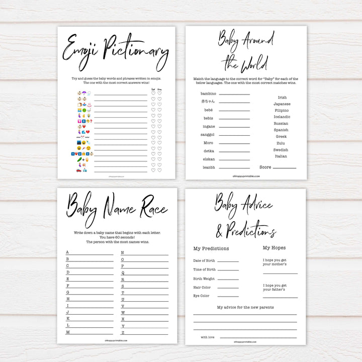 10 white gender neutral baby shower games, printable baby games, porn or labor, baby bump or beer belly, fun baby games, popular baby games