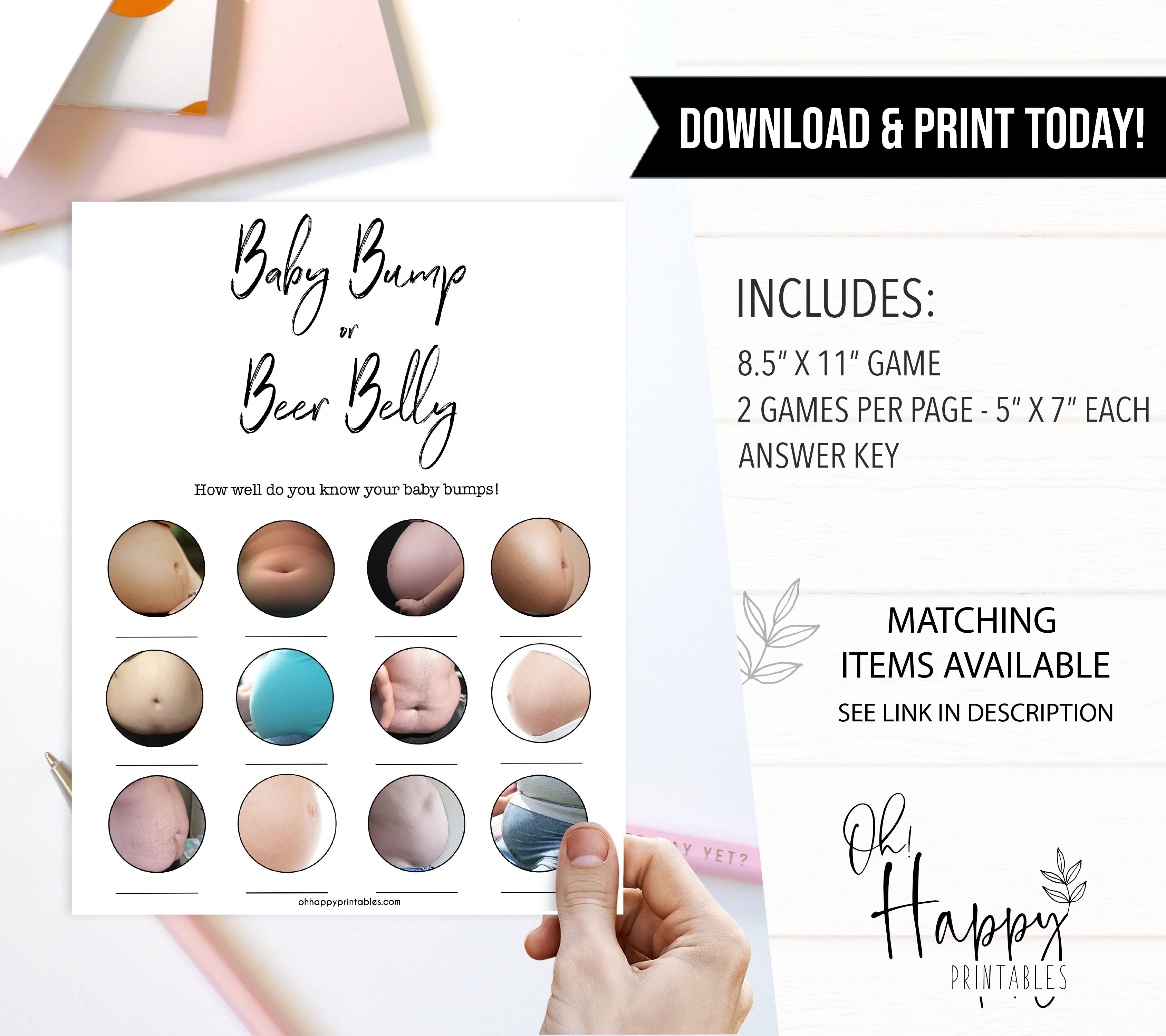Minimalist baby shower games, baby bump or beer belly baby games, 10 baby game bundles, fun baby games, printable baby games, top baby games, popular baby games, labor or porn games, neutral baby games, gender reveal games