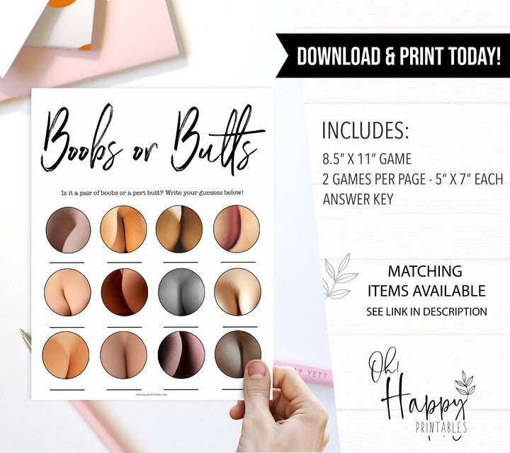 Boobs or butts baby shower games, boobs baby shower game, fun baby games, popular baby shower games, baby shower games