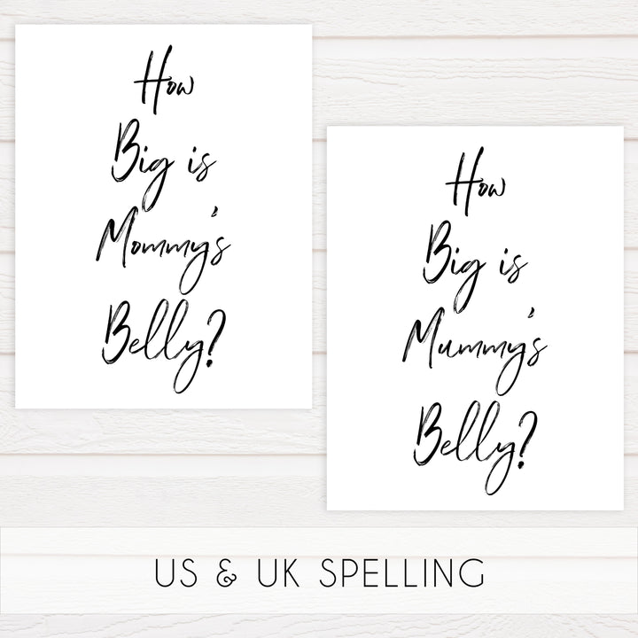 White Gender Neutral How Big Is Mommy's Belly, Mommys Belly Game, Baby Shower Games, Baby Games, White Guess Mommys Belly, Baby Games, fun baby games, popular baby games