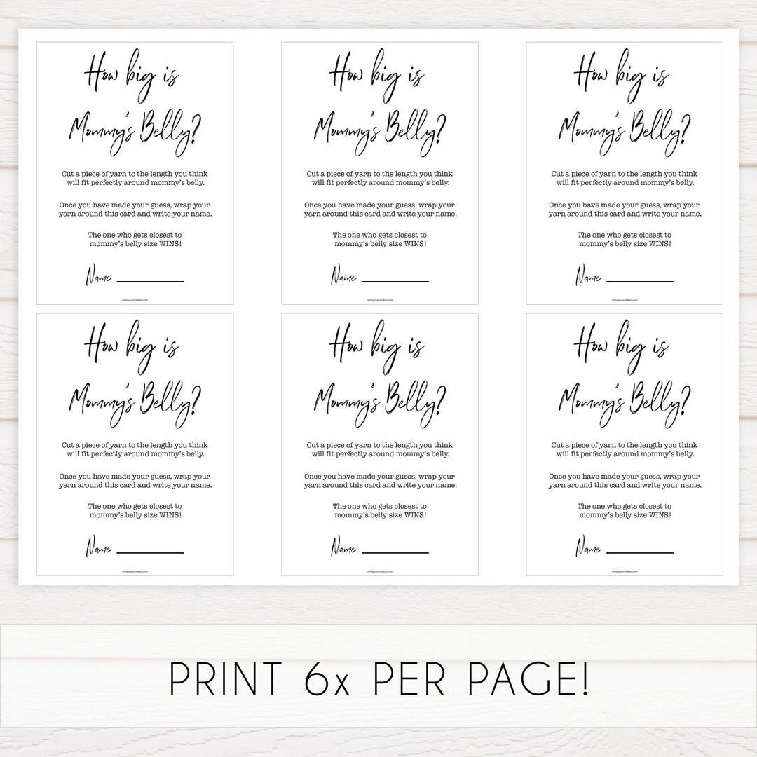 White Gender Neutral How Big Is Mommy's Belly, Mommys Belly Game, Baby Shower Games, Baby Games, White Guess Mommys Belly, Baby Games, fun baby games, popular baby games