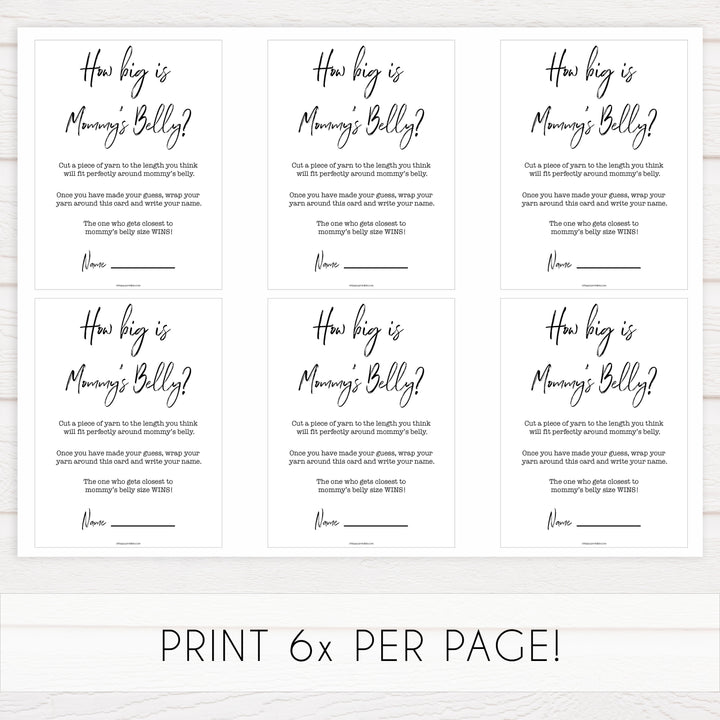 White Gender Neutral How Big Is Mommy's Belly, Mommys Belly Game, Baby Shower Games, Baby Games, White Guess Mommys Belly, Baby Games, fun baby games, popular baby games