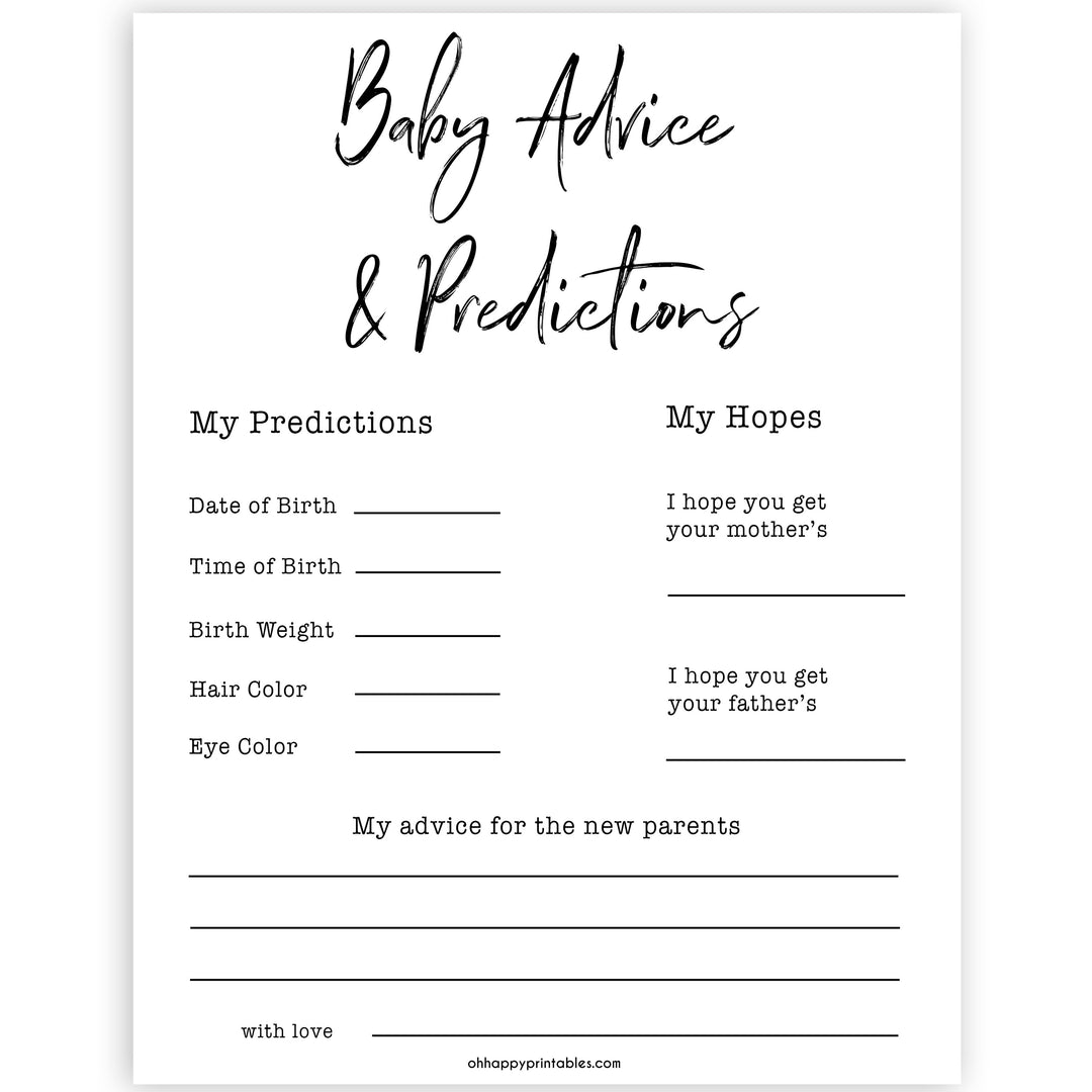 gender neutral baby shower games, baby advice and predictions baby games, printable baby shower, popular baby games, fun baby games, baby shower games