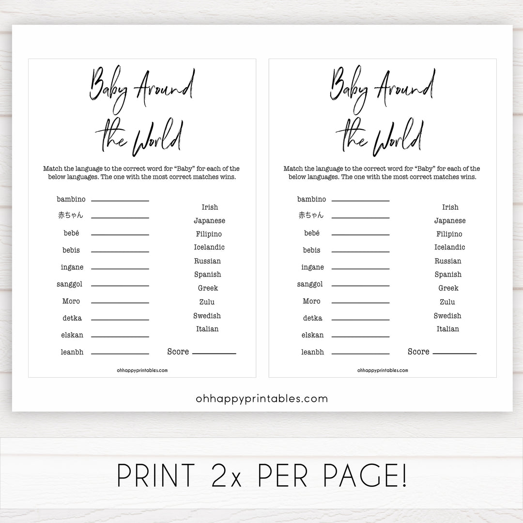 gender neutral baby shower games, baby around the world game, baby games, printable baby shower, popular baby games, fun baby games, baby shower games