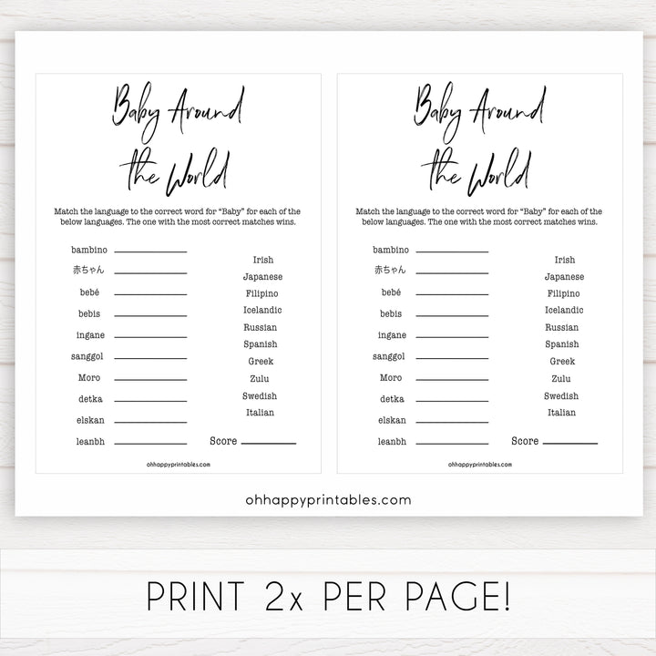 gender neutral baby shower games, baby around the world game, baby games, printable baby shower, popular baby games, fun baby games, baby shower games