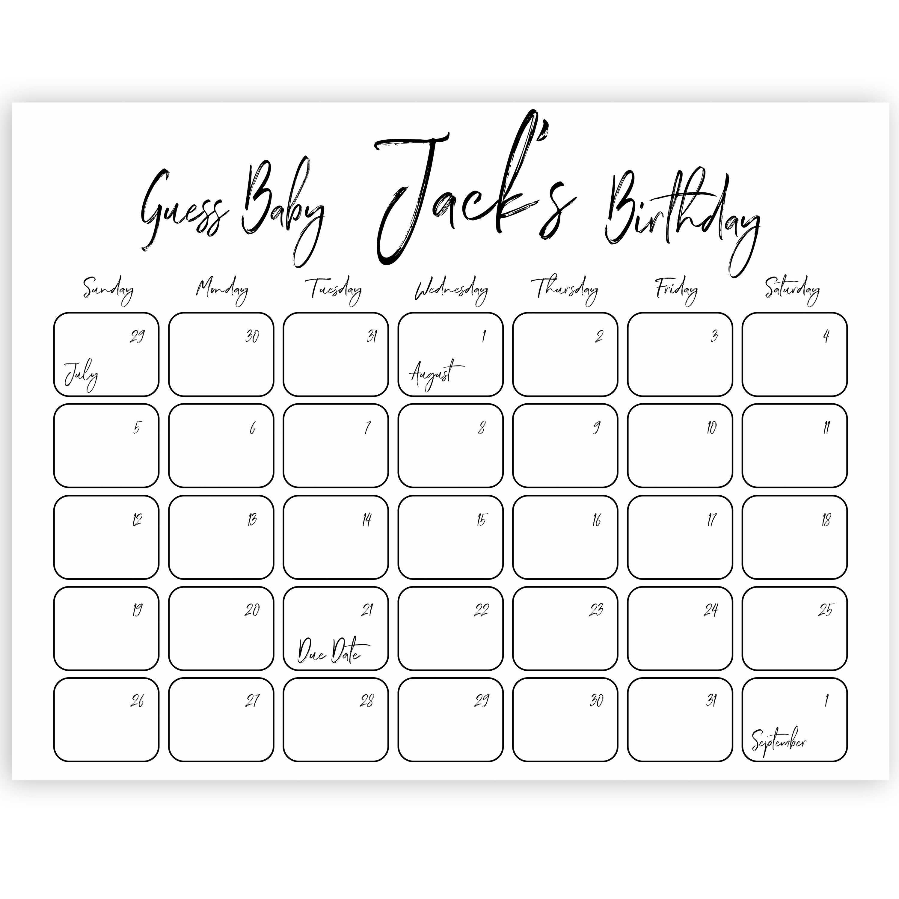 guess the baby birthday game, printable baby shower games, gender neutral baby games, fun baby games, neutral baby shower