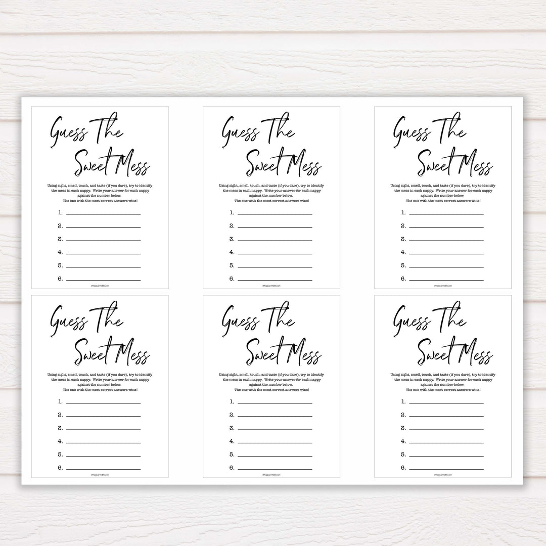 White Gender Neutral Baby Shower Guess The Mess Game, Baby Shower Guess The Sweet Mess, Baby Shower Games, Guess The Mess, Baby Games, fun baby games, popular baby games