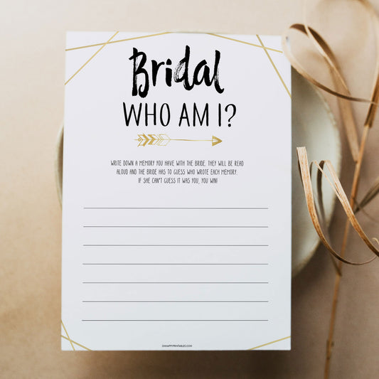 bridal who am I game, printable bridal shower games, bride tribe shower, who am I, fun bridal shower games