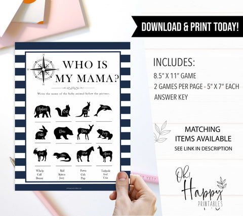 Nautical baby shower games, who is my mama baby shower games, printable baby shower games, baby shower games, fun baby games, ahoy its a boy, popular baby shower games, sailor baby games, boat baby games