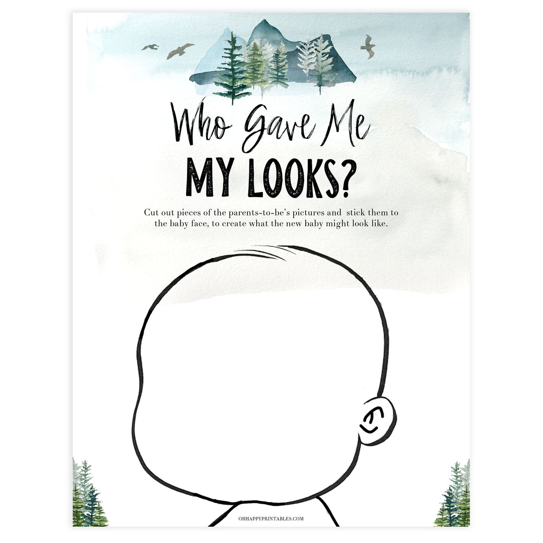 who gave me my looks game, Printable baby shower games, adventure awaits baby games, baby shower games, fun baby shower ideas, top baby shower ideas, adventure awaits baby shower, baby shower games, fun adventure baby shower ideas