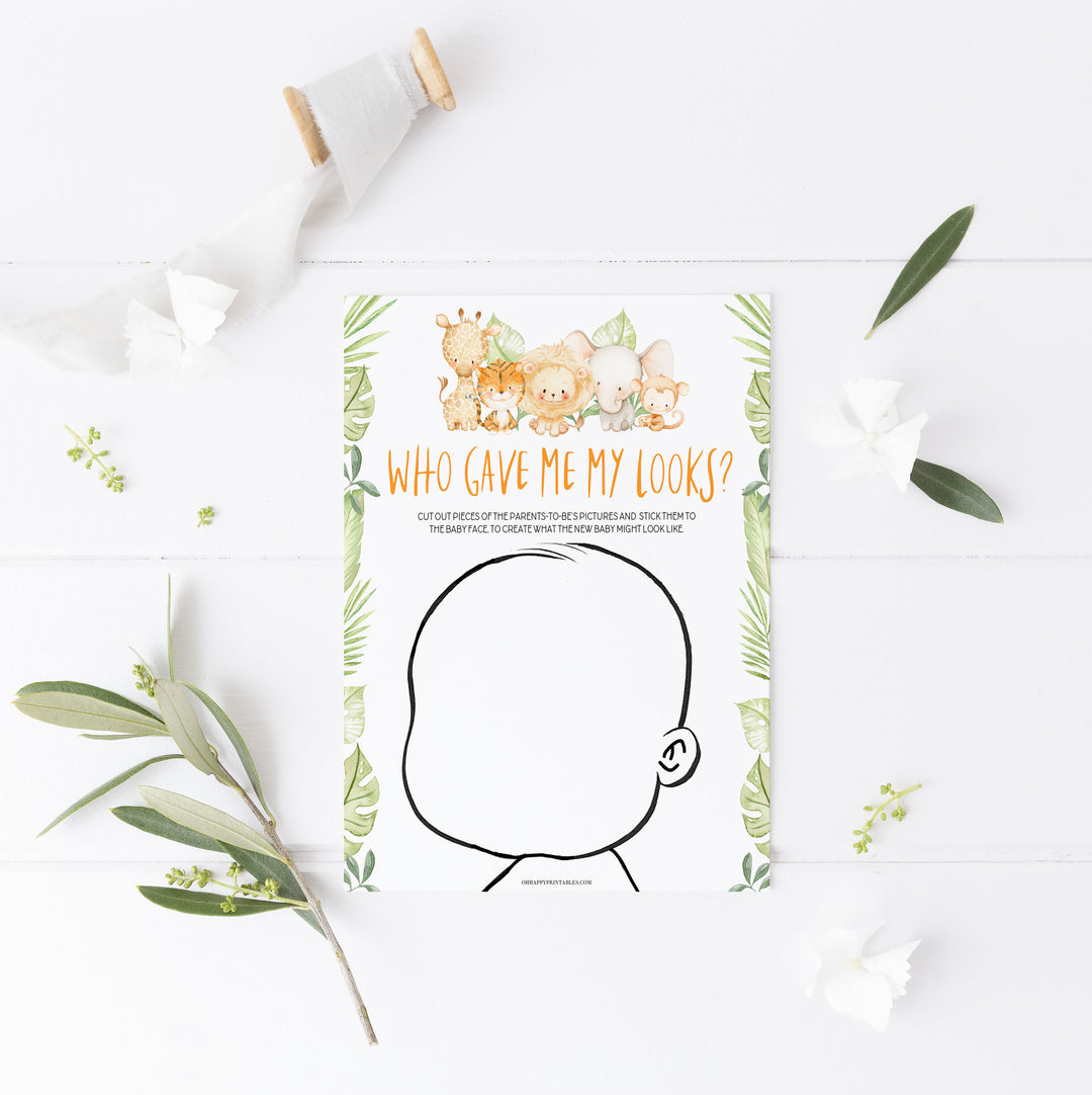 who gave me my looks game, Printable baby shower games, safari animals baby games, baby shower games, fun baby shower ideas, top baby shower ideas, safari animals baby shower, baby shower games, fun baby shower ideas