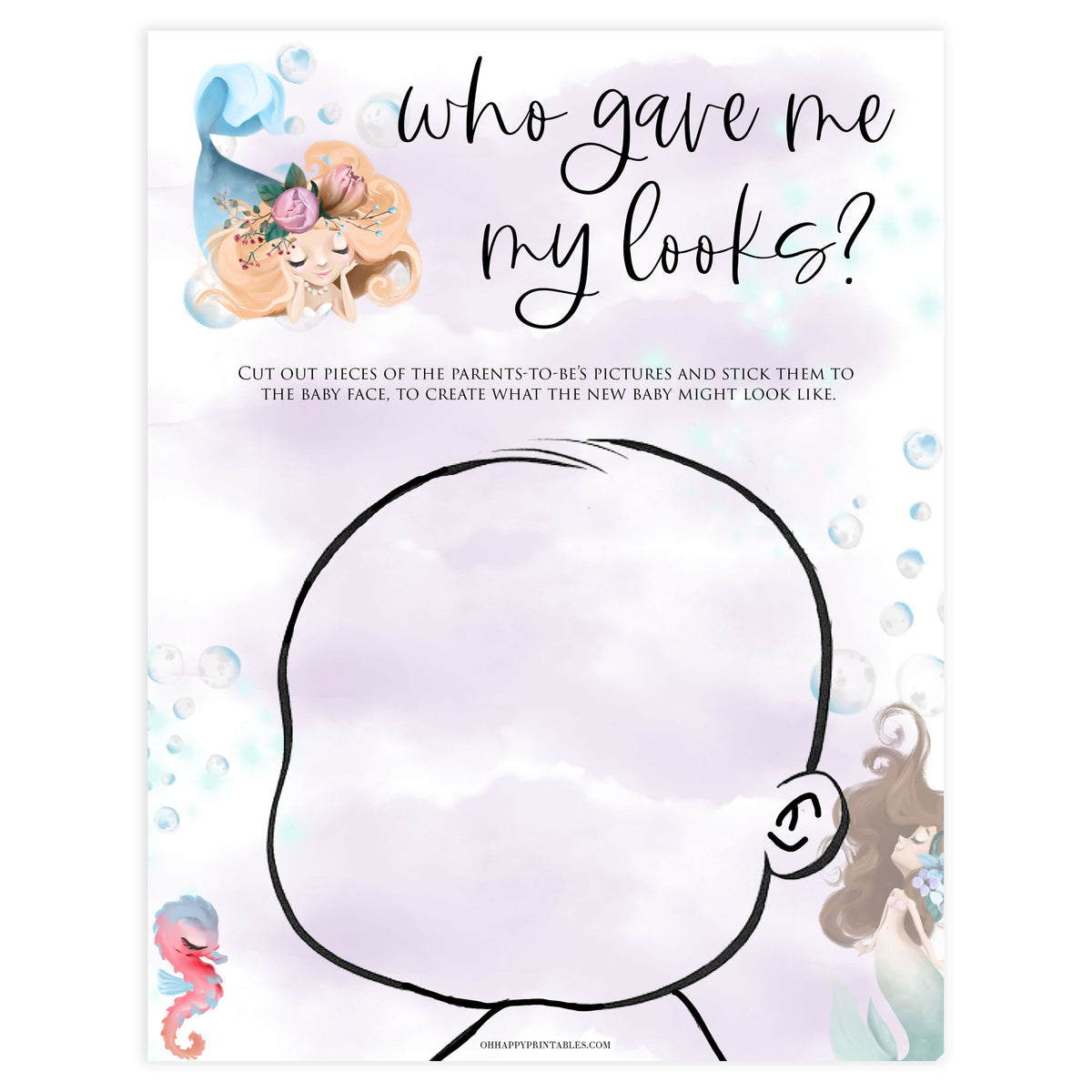 who gave me my looks, Printable baby shower games, little mermaid baby games, baby shower games, fun baby shower ideas, top baby shower ideas, little mermaid baby shower, baby shower games, pink hearts baby shower ideas