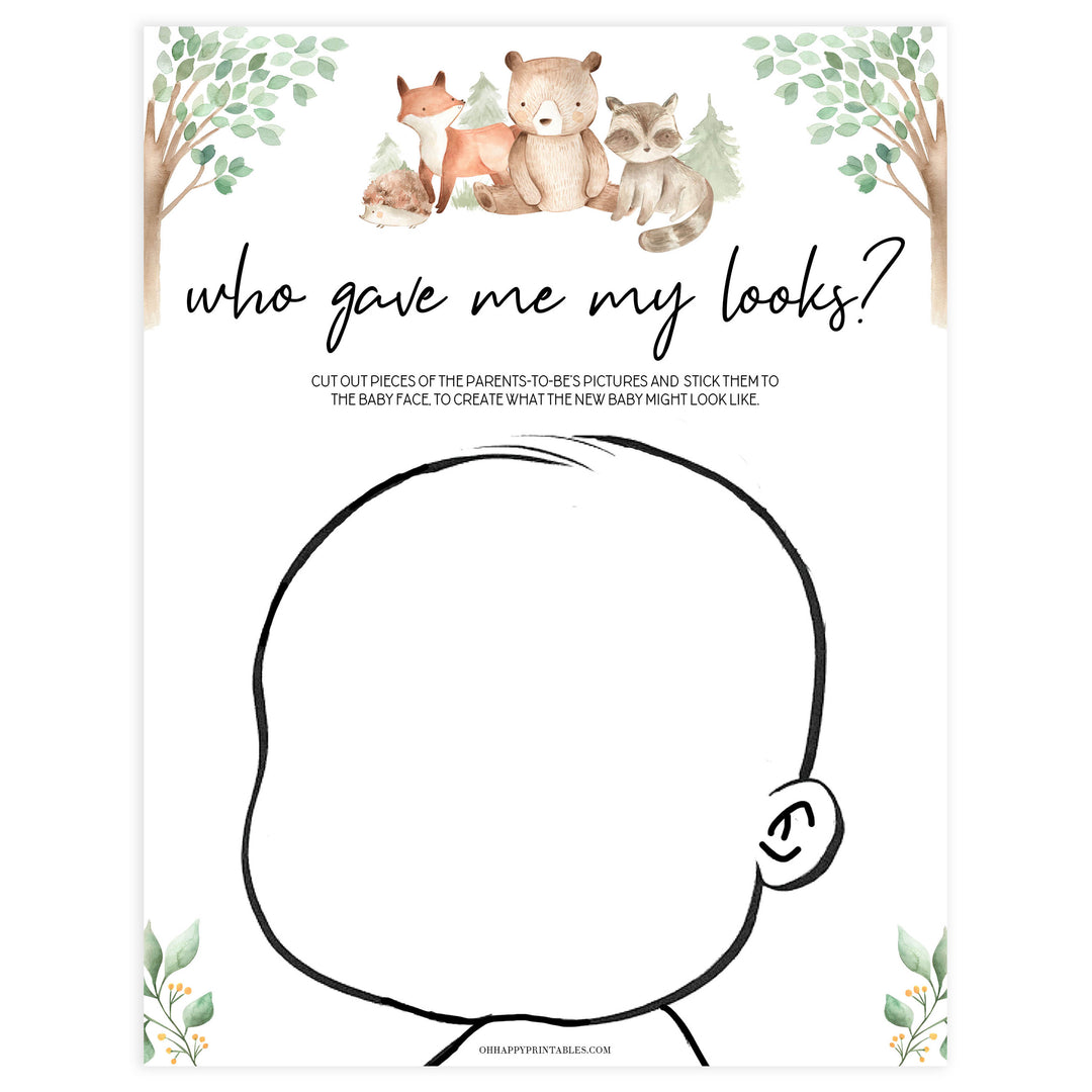 who gave me my looks games, Printable baby shower games, woodland animals baby games, baby shower games, fun baby shower ideas, top baby shower ideas, woodland baby shower, baby shower games, fun woodland animals baby shower ideas