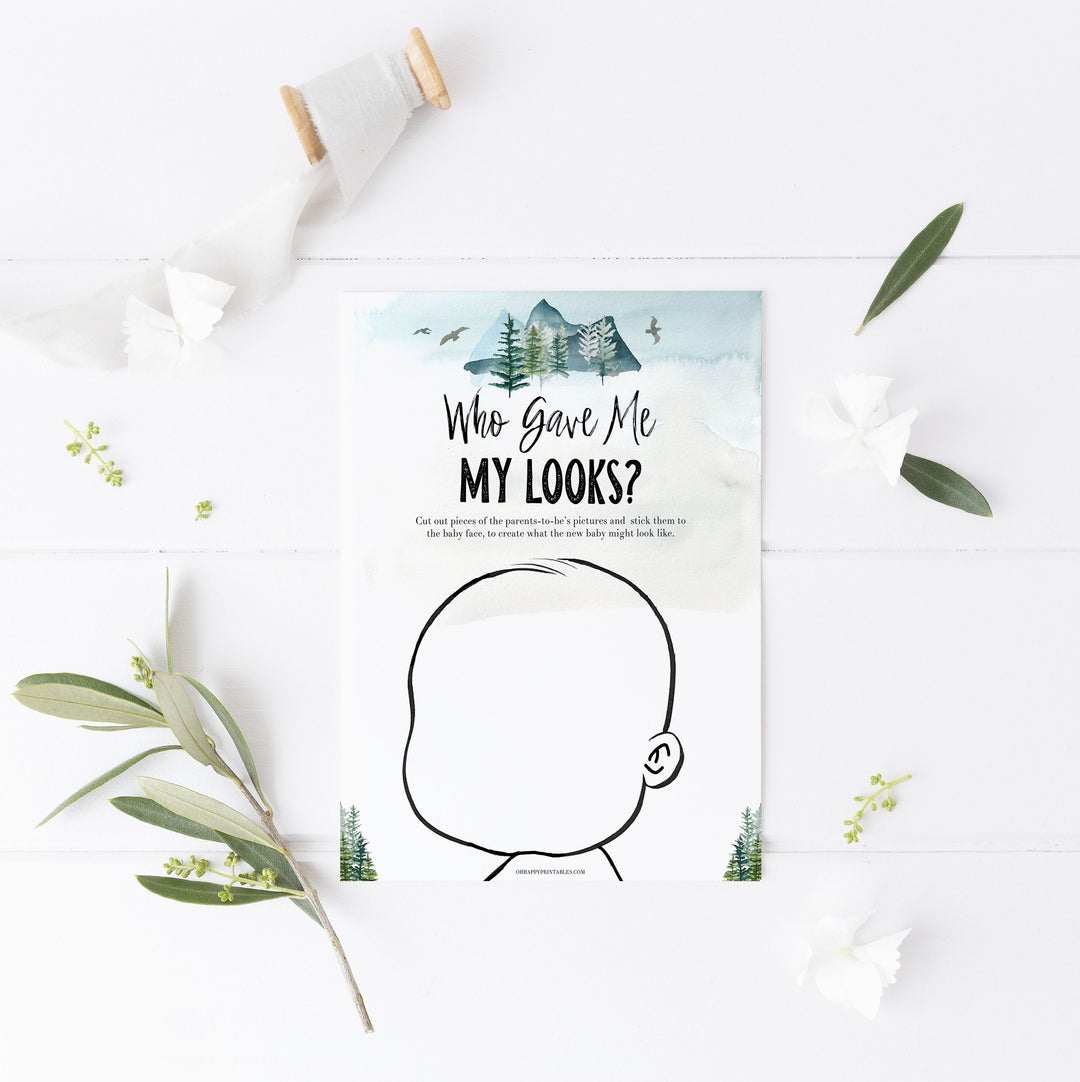 who gave me my looks game, Printable baby shower games, adventure awaits baby games, baby shower games, fun baby shower ideas, top baby shower ideas, adventure awaits baby shower, baby shower games, fun adventure baby shower ideas
