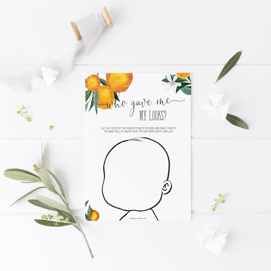 who am i baby shower game, Printable baby shower games, little cutie baby games, baby shower games, fun baby shower ideas, top baby shower ideas, little cutie baby shower, baby shower games, fun little cutie baby shower ideas, citrus baby shower games, citrus baby shower, orange baby shower