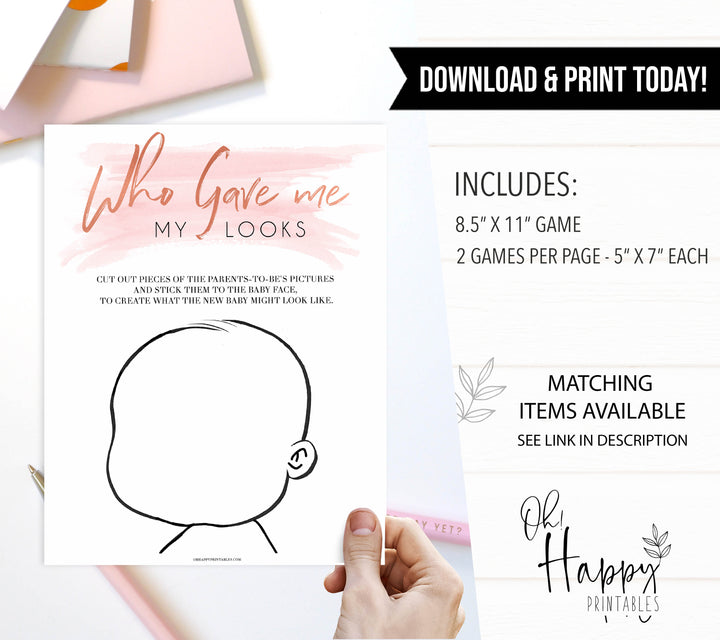 Pink Swash Baby Face Game, What Will Baby Look Like, Baby Face, Guess The Looks, Pink Baby Games, Baby Face, Printable Baby Shower Games, popular baby shower games, fun baby shower games, fun baby shower games, printable baby shower games