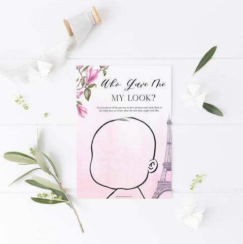 who gave me my looks game, Paris baby shower games, printable baby shower games, Parisian baby shower games, fun baby shower games