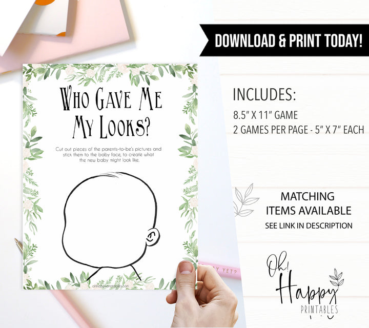 who will baby look like, baby lookalike game, fun baby shower games, printable baby shower games, popular baby shower games