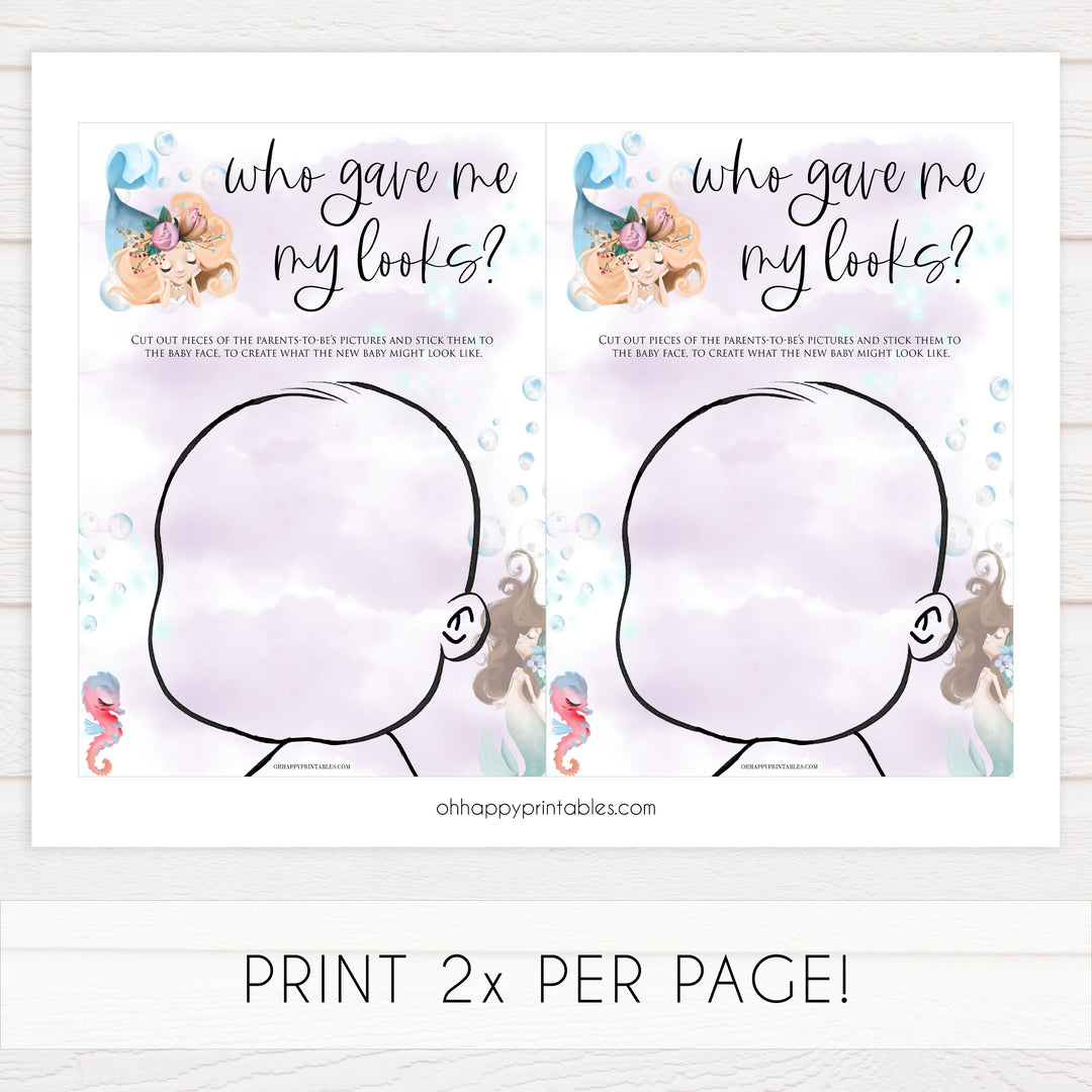 who gave me my looks, Printable baby shower games, little mermaid baby games, baby shower games, fun baby shower ideas, top baby shower ideas, little mermaid baby shower, baby shower games, pink hearts baby shower ideas