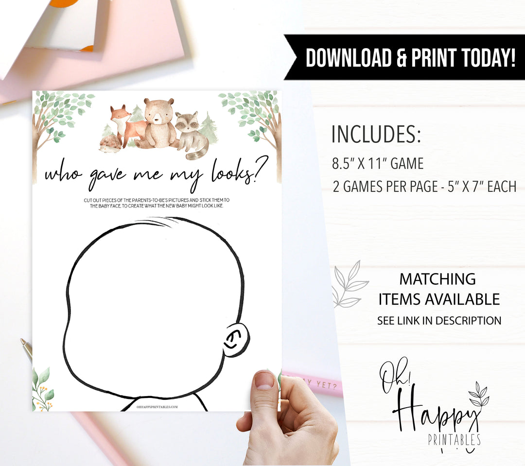who gave me my looks games, Printable baby shower games, woodland animals baby games, baby shower games, fun baby shower ideas, top baby shower ideas, woodland baby shower, baby shower games, fun woodland animals baby shower ideas