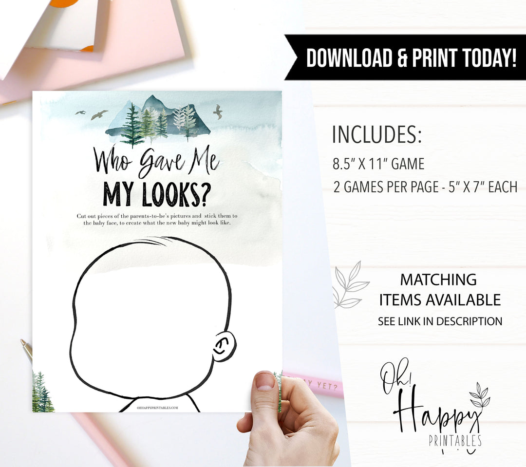 who gave me my looks game, Printable baby shower games, adventure awaits baby games, baby shower games, fun baby shower ideas, top baby shower ideas, adventure awaits baby shower, baby shower games, fun adventure baby shower ideas