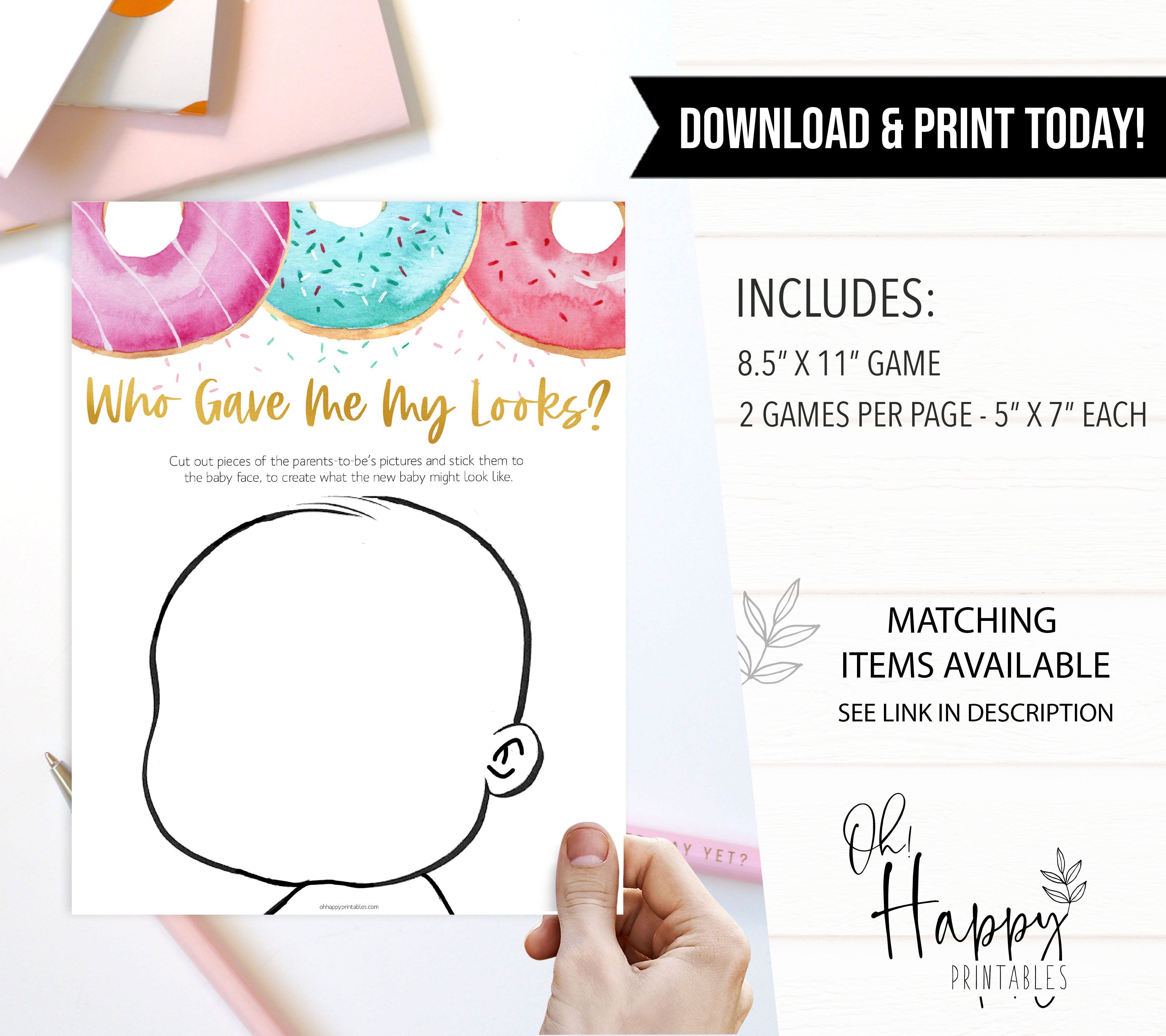 who gave me my looks game, Printable baby shower games, donut baby games, baby shower games, fun baby shower ideas, top baby shower ideas, donut sprinkles baby shower, baby shower games, fun donut baby shower ideas