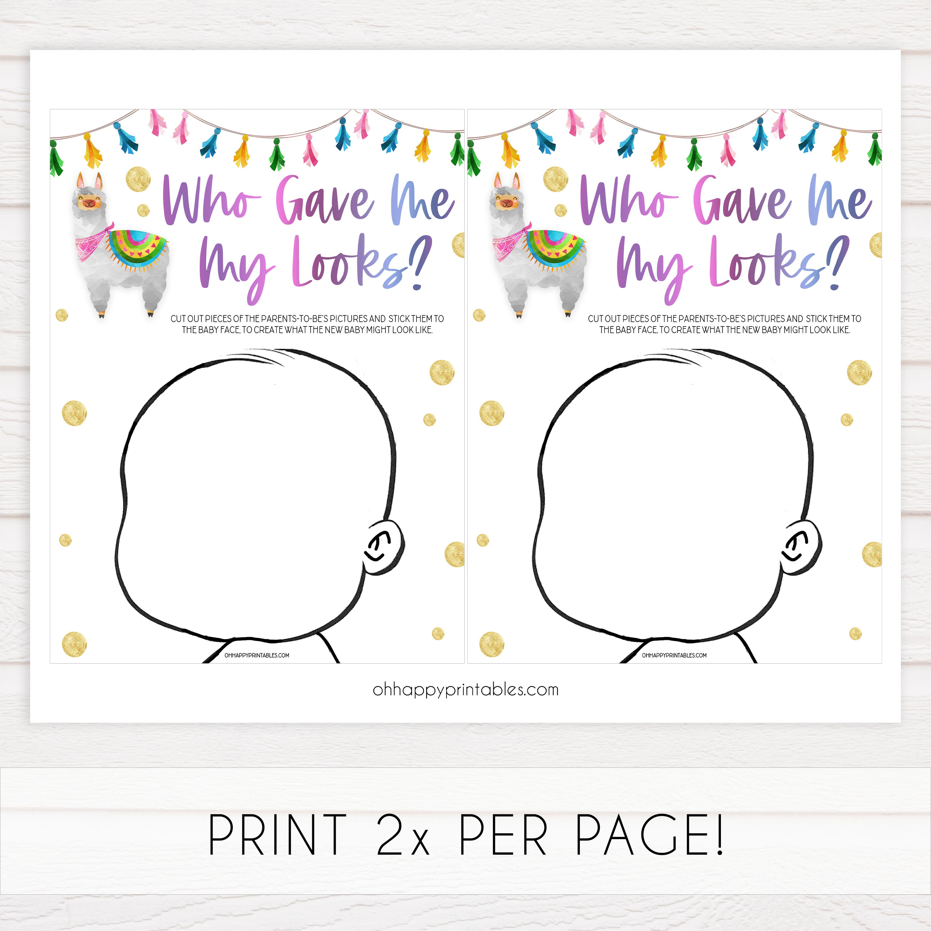 who gave me my looks, baby looks game, Printable baby shower games, llama fiesta fun baby games, baby shower games, fun baby shower ideas, top baby shower ideas, Llama fiesta shower baby shower, fiesta baby shower ideas