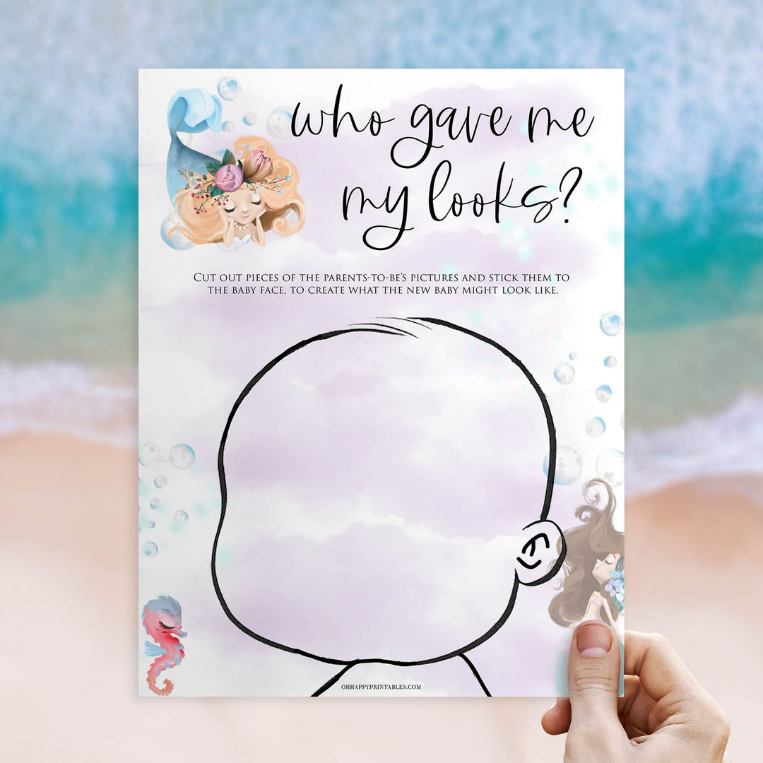 who gave me my looks, Printable baby shower games, little mermaid baby games, baby shower games, fun baby shower ideas, top baby shower ideas, little mermaid baby shower, baby shower games, pink hearts baby shower ideas