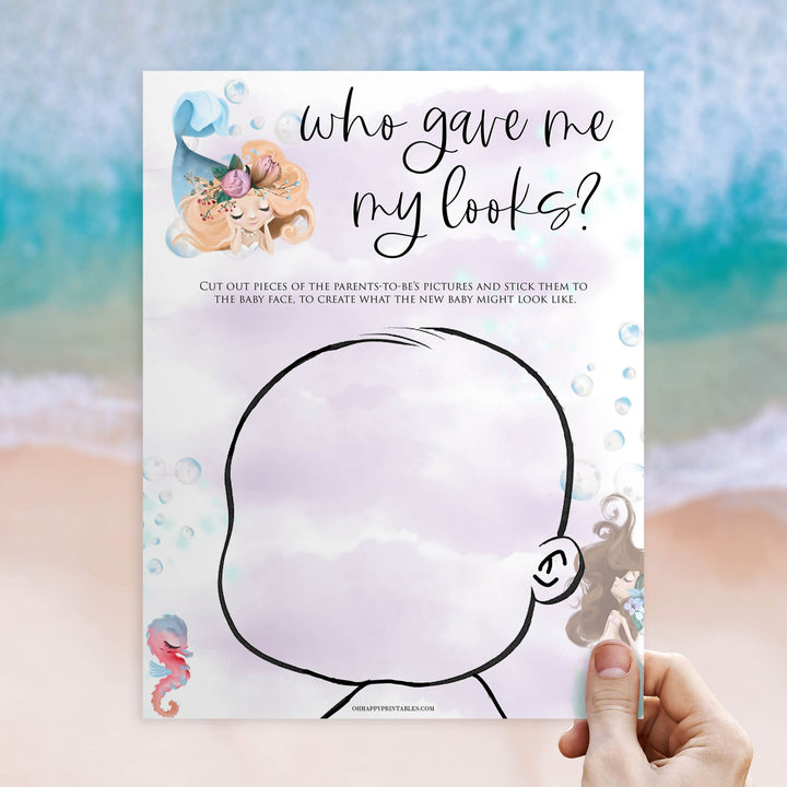 who gave me my looks, Printable baby shower games, little mermaid baby games, baby shower games, fun baby shower ideas, top baby shower ideas, little mermaid baby shower, baby shower games, pink hearts baby shower ideas