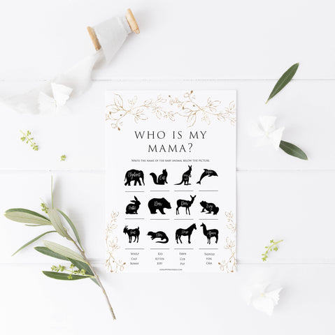 who is my mama baby game, Printable baby shower games, gold leaf baby games, baby shower games, fun baby shower ideas, top baby shower ideas, gold leaf baby shower, baby shower games, fun gold leaf baby shower ideas