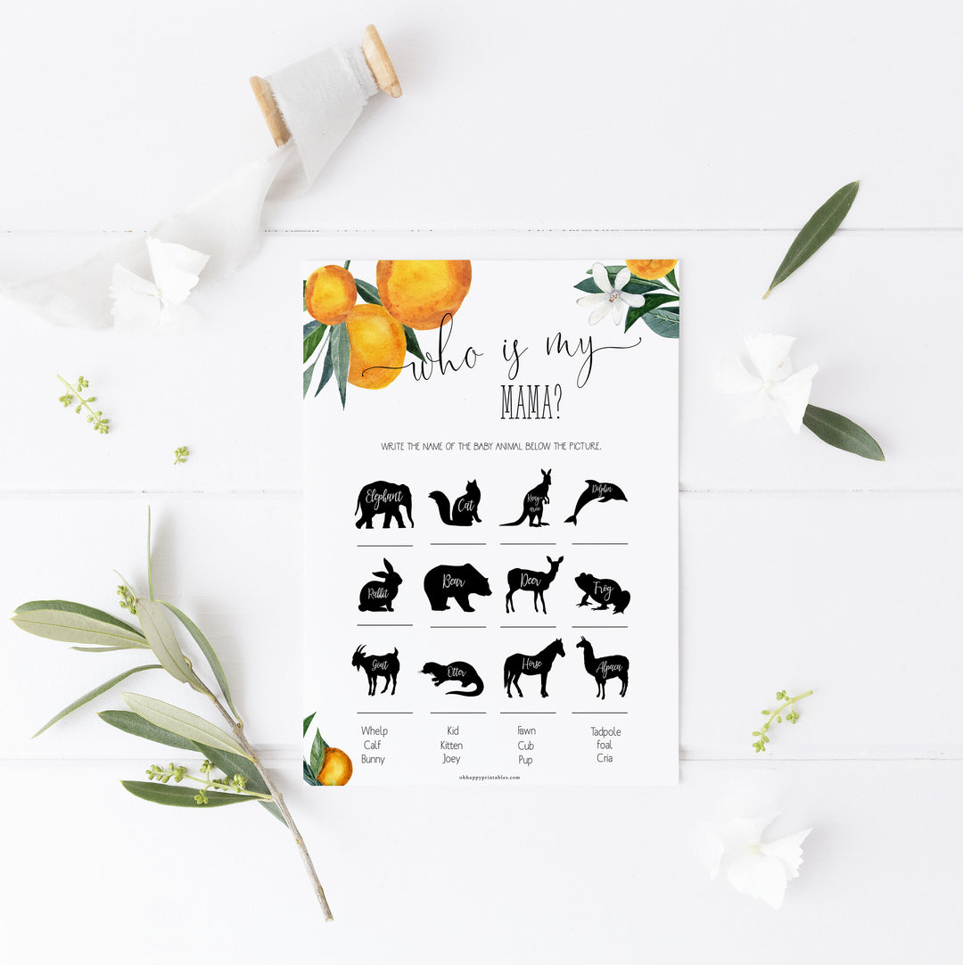 who is my mama baby shower game, Printable baby shower games, little cutie baby games, baby shower games, fun baby shower ideas, top baby shower ideas, little cutie baby shower, baby shower games, fun little cutie baby shower ideas, citrus baby shower games, citrus baby shower, orange baby shower