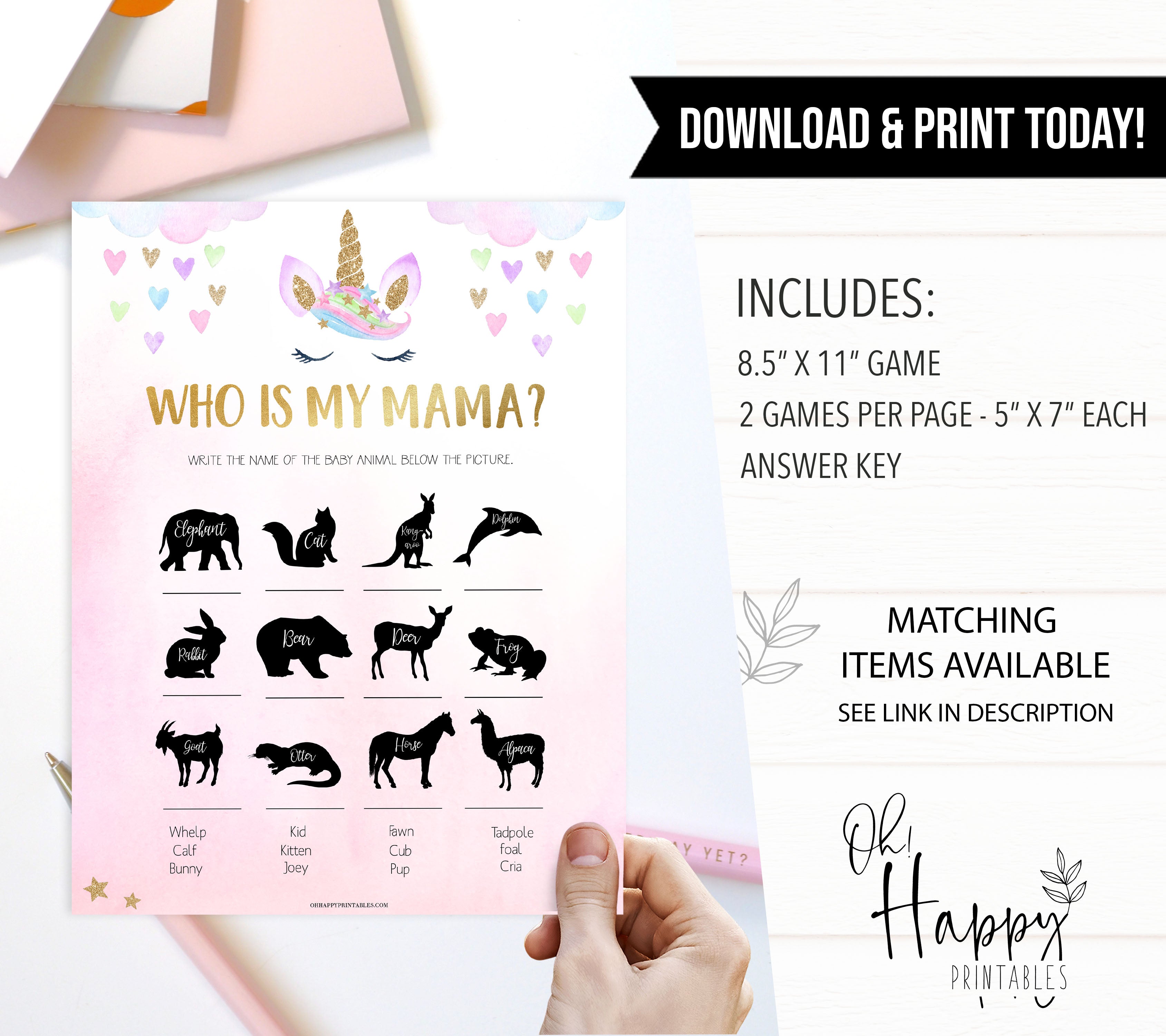 who is my mama baby game, Printable baby shower games, unicorn baby games, baby shower games, fun baby shower ideas, top baby shower ideas, unicorn baby shower, baby shower games, fun unicorn baby shower ideas
