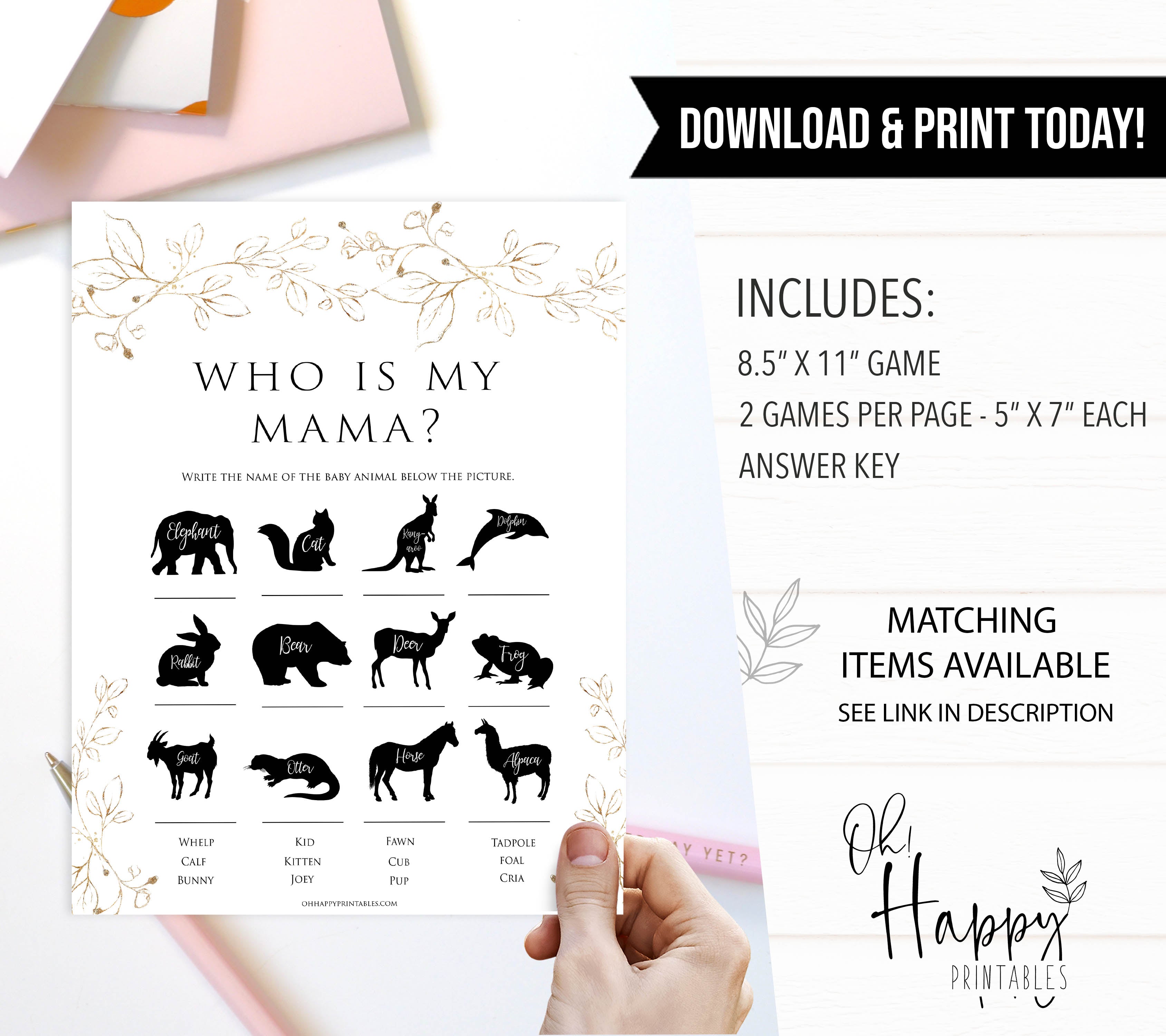 who is my mama baby game, Printable baby shower games, gold leaf baby games, baby shower games, fun baby shower ideas, top baby shower ideas, gold leaf baby shower, baby shower games, fun gold leaf baby shower ideas