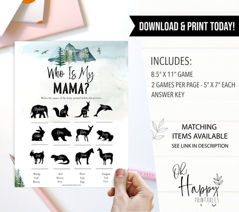 who is my mama game, Printable baby shower games, adventure awaits baby games, baby shower games, fun baby shower ideas, top baby shower ideas, adventure awaits baby shower, baby shower games, fun adventure baby shower ideas