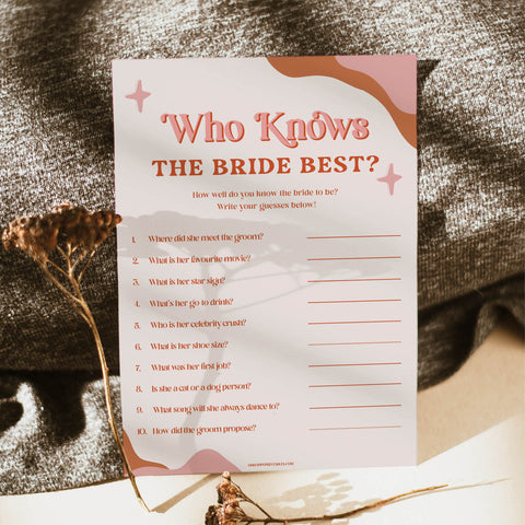6 bridal shower games, retro 70s bridal shower, printable bridal shower games, 70s modern bridal shower, popular bridal shower games