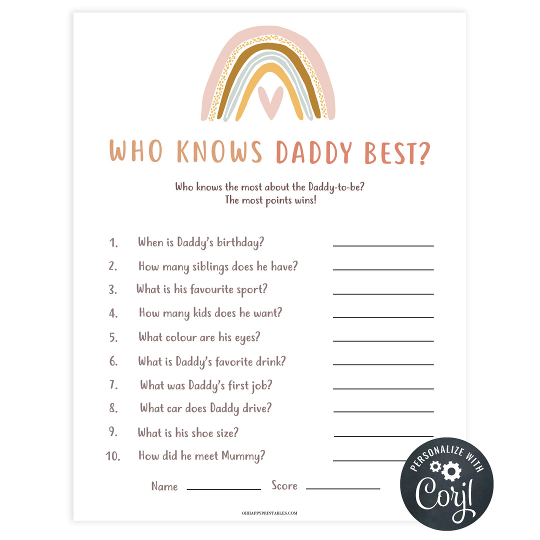 Who Knows Daddy Best - Boho Rainbow