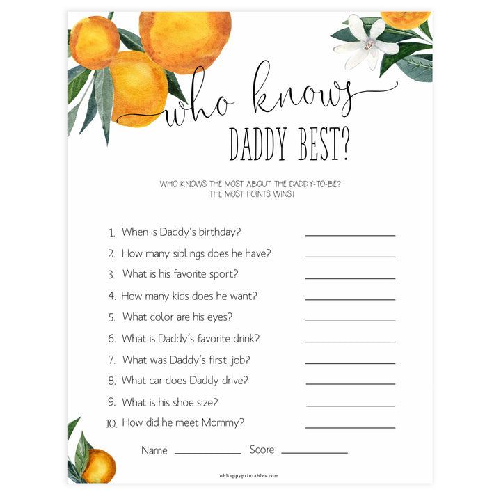 who knows daddy best game, Printable baby shower games, little cutie baby games, baby shower games, fun baby shower ideas, top baby shower ideas, little cutie baby shower, baby shower games, fun little cutie baby shower ideas, citrus baby shower games, citrus baby shower, orange baby shower