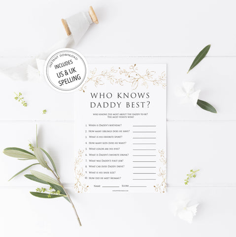 who knows daddy best baby game, Printable baby shower games, gold leaf baby games, baby shower games, fun baby shower ideas, top baby shower ideas, gold leaf baby shower, baby shower games, fun gold leaf baby shower ideas