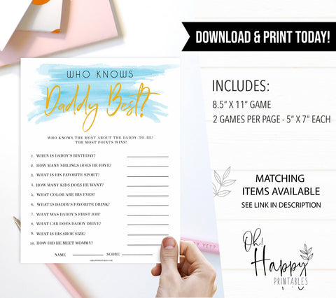 Blue swash, who knows daddy best baby games, baby shower games, printable baby games, fun baby games, boy baby shower games, baby games, fun baby shower ideas, baby shower ideas, boy baby games, blue baby shower