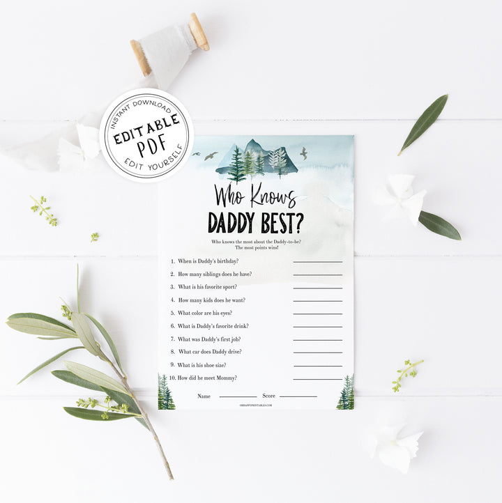 editable who knows daddy best game, Printable baby shower games, adventure awaits baby games, baby shower games, fun baby shower ideas, top baby shower ideas, adventure awaits baby shower, baby shower games, fun adventure baby shower ideas