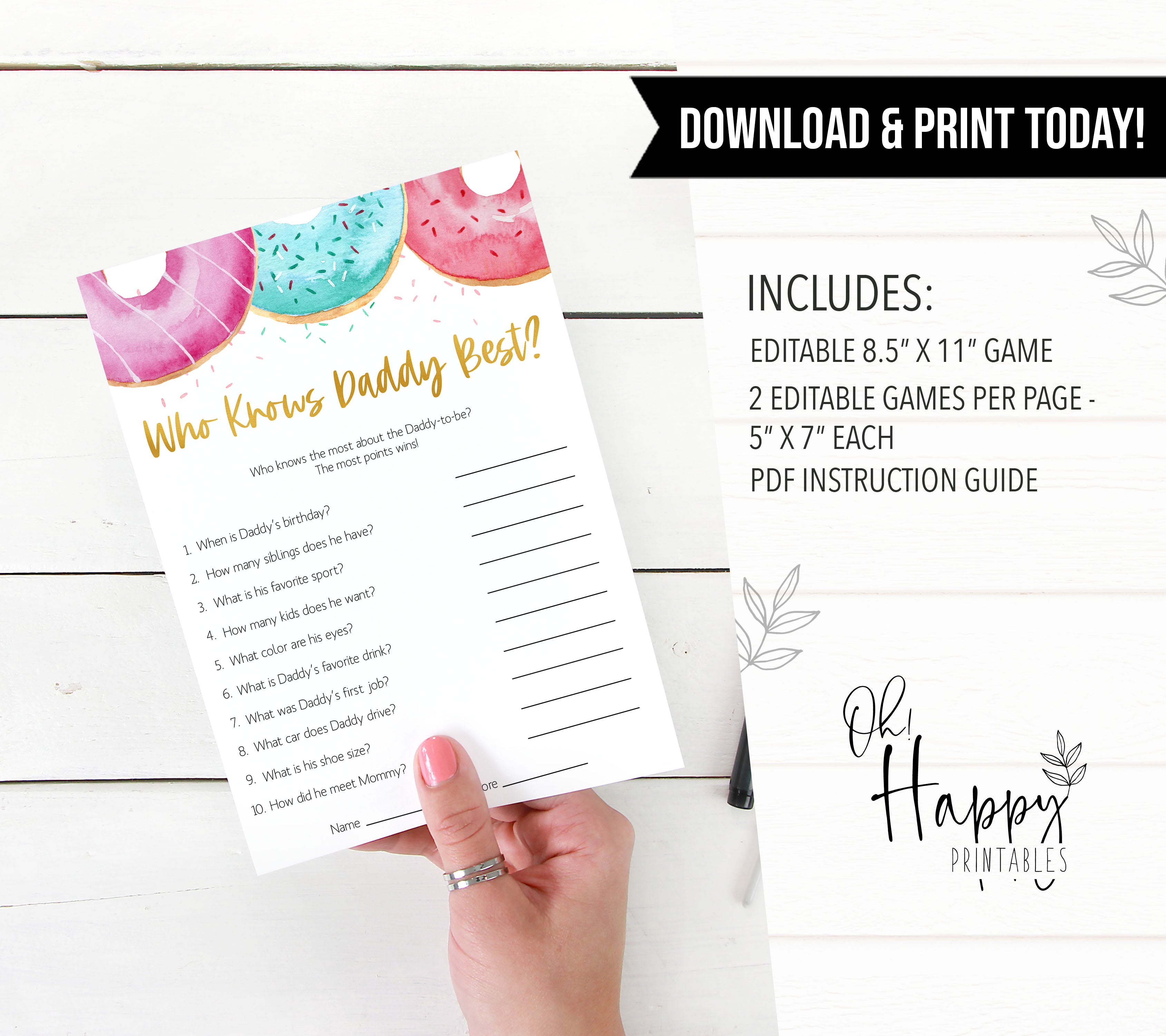 editable baby games, who knows daddy best, Printable baby shower games, donut baby games, baby shower games, fun baby shower ideas, top baby shower ideas, donut sprinkles baby shower, baby shower games, fun donut baby shower ideas