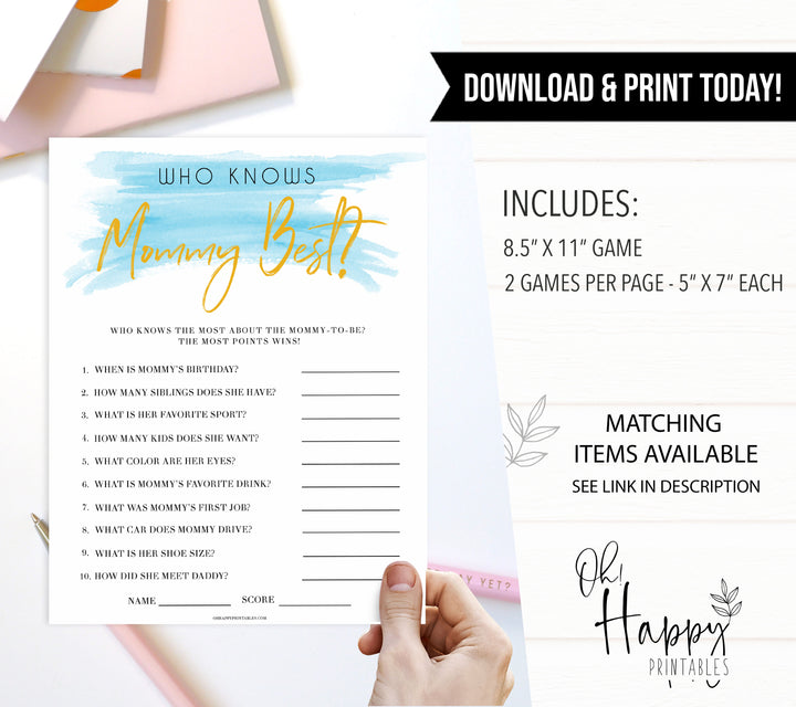 Blue swash, who knows mummy best, who knows mommy best baby games, baby shower games, printable baby games, fun baby games, boy baby shower games, baby games, fun baby shower ideas, baby shower ideas, boy baby games, blue baby shower